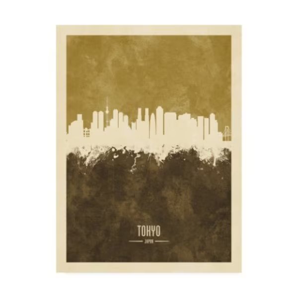 Michael Tompsett 'Tokyo Japan Skyline Brown' Canvas Art, 18x24, Trademark Fine Art, Mfr#: MT02778-C1824GG